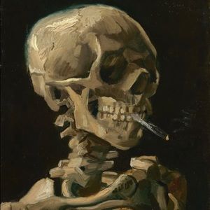 Van Gogh Head of a Skeleton with a Burning Cigarette Silk Scarf